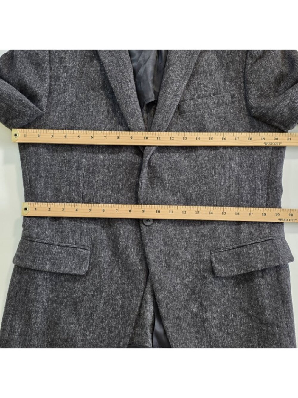 Bar III Slim Fit Blazer Men 42R Heathered Charcoal Gray Wool Textured Macys Edgy - Picture 5 of 16